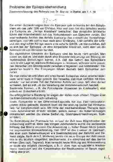 Vorschauseite 1: Probleme der Epilepsiebehandlung Zusammenfassung eines Referats
