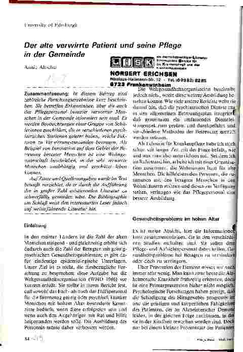 Vorschauseite 1: Der alte verwirrte Patient und seine Pflege in der Gemeinde