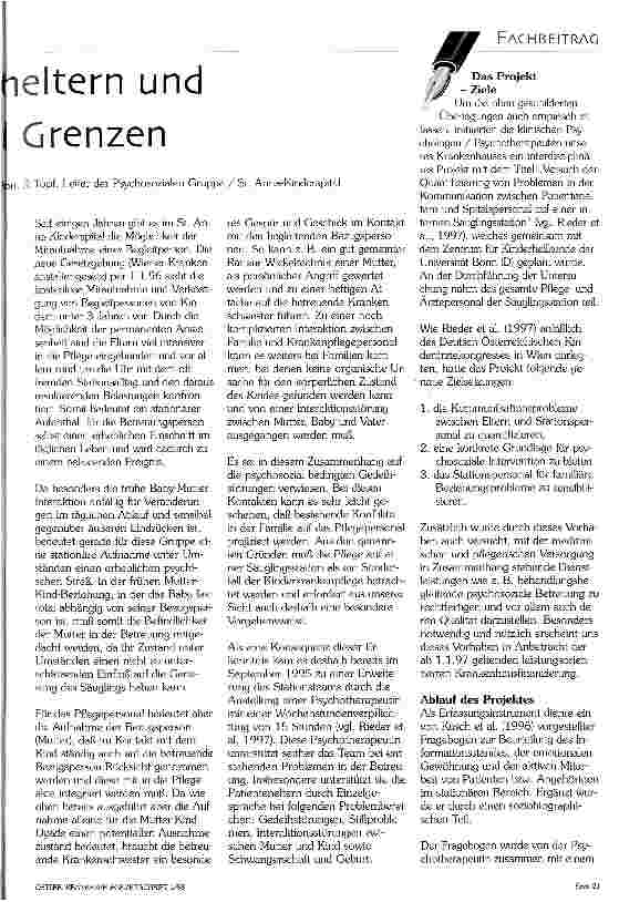 Vorschauseite 2: Kommunikation zwischen Patienteneltern und Pflegepersonen: Möglichkeiten und Grenzen