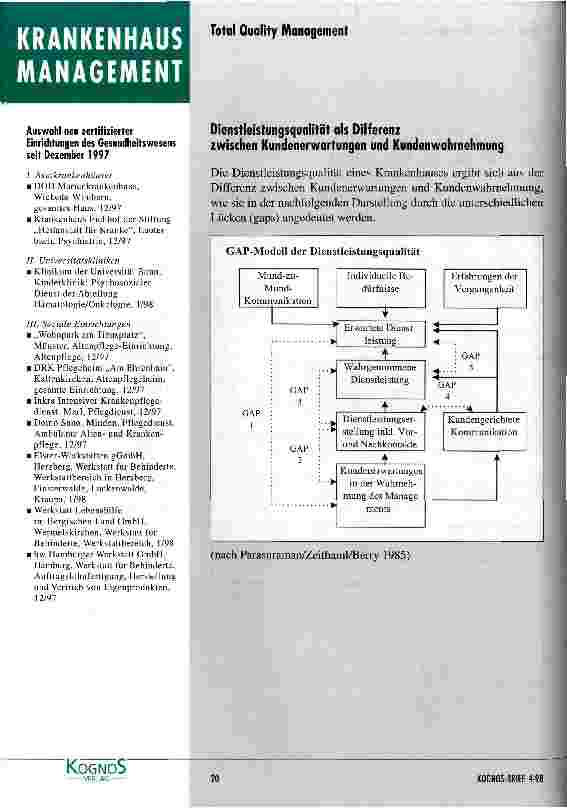 Vorschauseite 2: Lücken im Qualitätssystem? Das GAP-Modell hilft weiter!