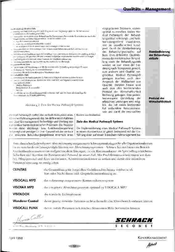 Vorschauseite 2: Medical Pathways als zentrales Instrument des Klinischen Fallmanagements Qualität meßbar und transparent machen