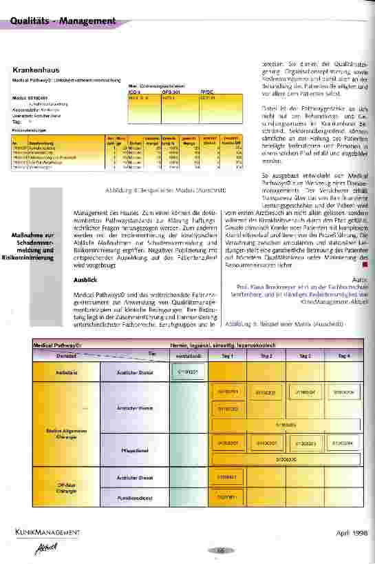 Vorschauseite 5: Medical Pathways als zentrales Instrument des Klinischen Fallmanagements Qualität meßbar und transparent machen