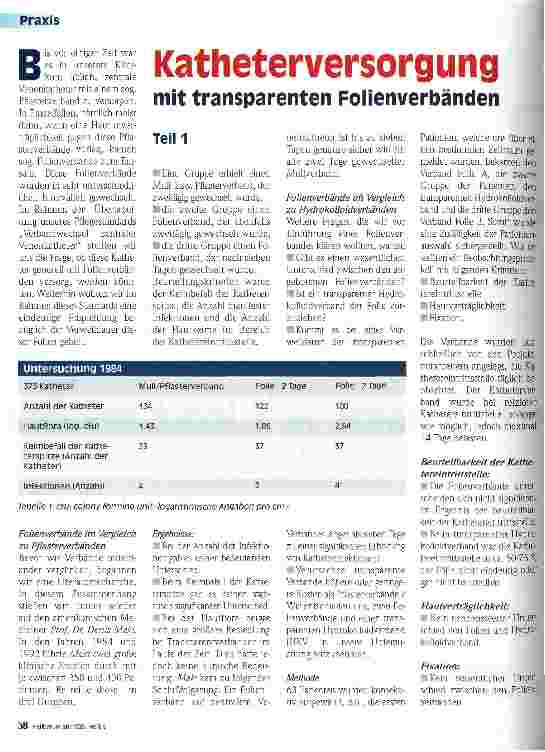 Vorschauseite 1: Katheterversorgung mit transparenten Folienverbänden Teil 1