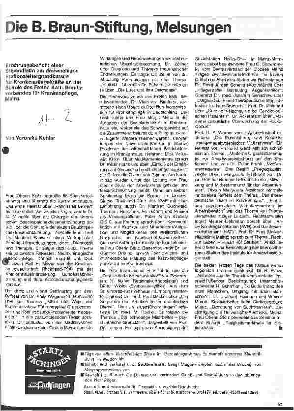 Vorschauseite 1: Die B.Braun-Stiftung in Melsungen Erfahrungsbericht