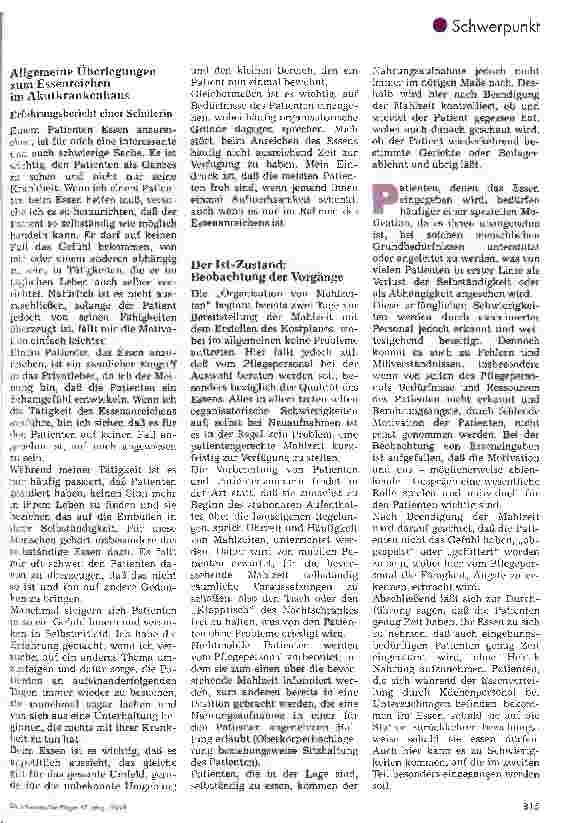 Vorschauseite 2: Esenreichen in der Pflege Projekte aus der Krankenpflegeschule