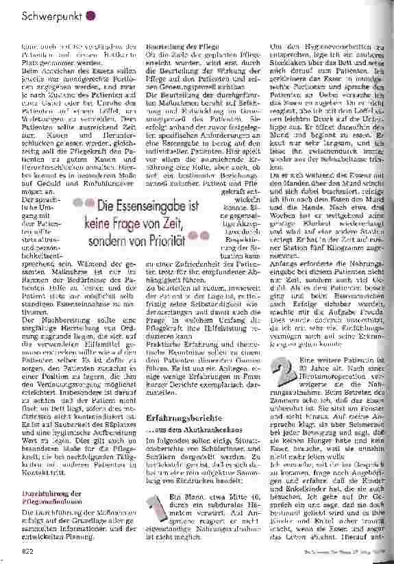 Vorschauseite 6: Esenreichen in der Pflege Projekte aus der Krankenpflegeschule