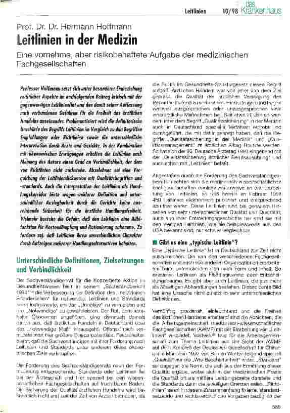 Vorschauseite 1: Leitlinien in der Medizin