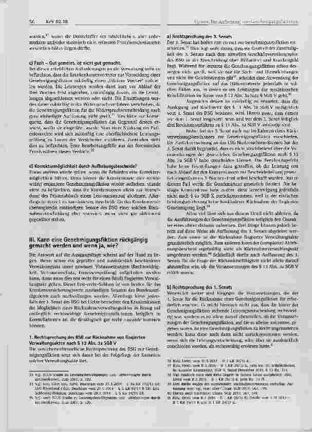 Vorschauseite 4: Die Aufhebung von Genehmigungsfiktionen gemäß § 13 Abs. 3a SGB V nach § 45 SGB X Wie gewonnen, so zerronnen?