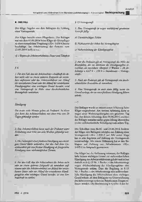 Vorschauseite 2: Vertragsstrafe eines Arbeitnehmers in den Allgemeinen Geschäftsbedingungen Transparenzgebot
