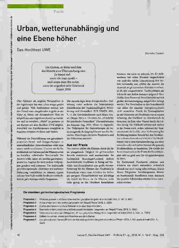 Vorschauseite 1: Urban, wetterunabhängig und eine Ebene höher