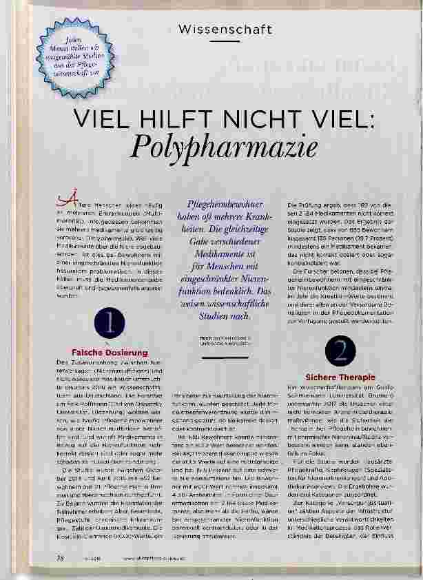 Vorschauseite 1: VIEL HILFT NICHT VIEL: Polypharmazie