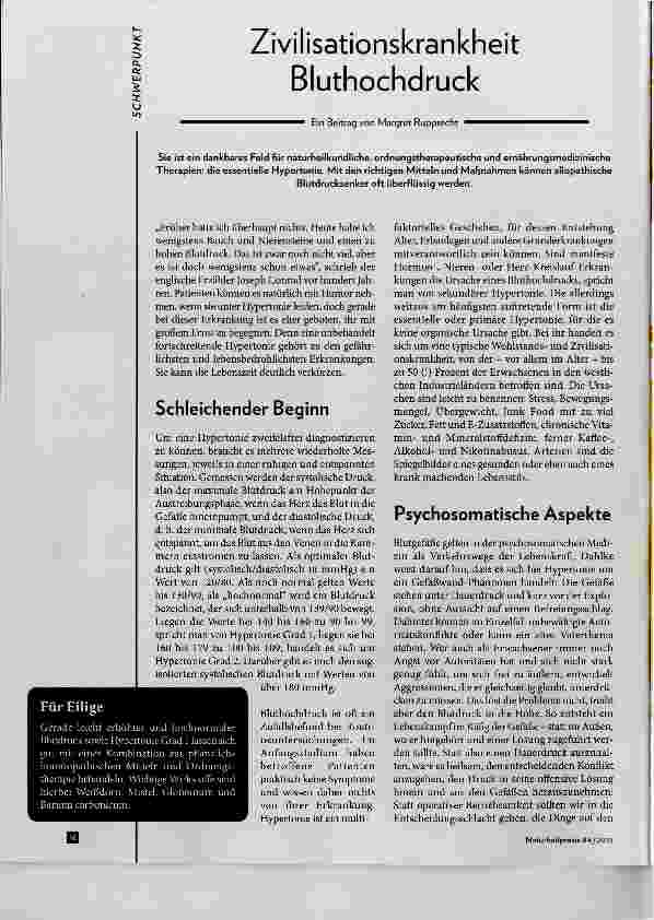 Vorschauseite 1: Zivilisationskrankheit Bluthochdruck