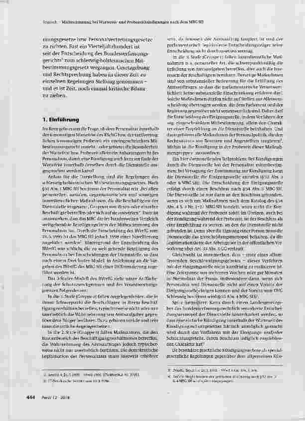 Vorschauseite 2: Mitbestimmung bei Wartezeitund Probezeitkündigungen nach dem MBG SH