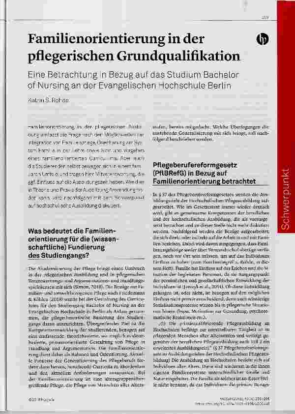 Vorschauseite 1: Familienorientierung in der pflegerischen Grundqualifikation