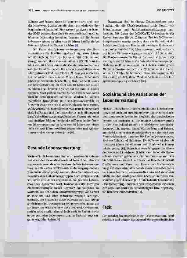 Vorschauseite 2: Soziale Unterschiede in der Lebenserwartung