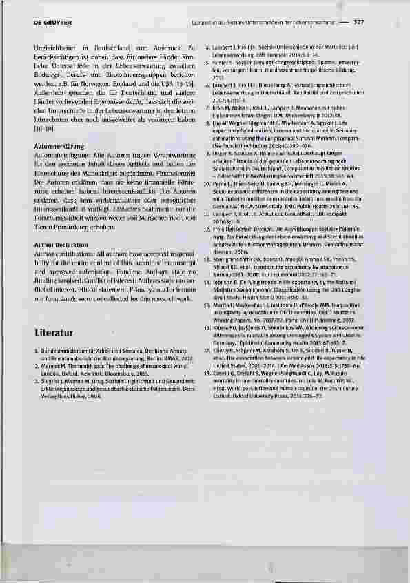 Vorschauseite 3: Soziale Unterschiede in der Lebenserwartung