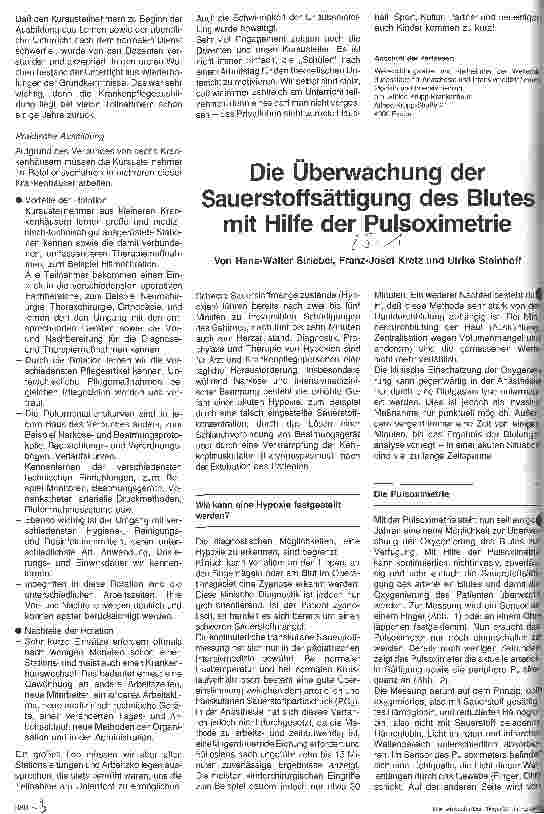 Vorschauseite 1: Die Überwachung der Sauerstoffsättigung des Blutes mit Hilfe der Plusoximetrie