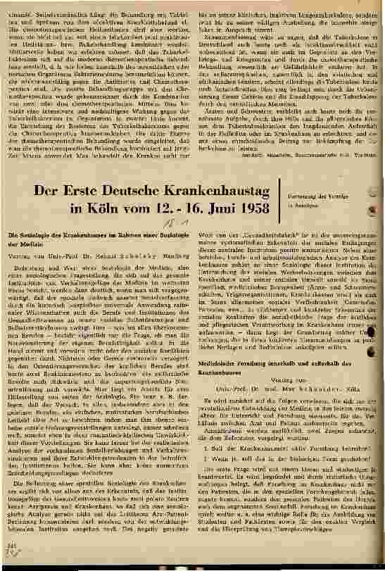 Vorschauseite 1: Der Erste Deutsche Krankenhaustag in Köln vom 12.-16. Juni 1958