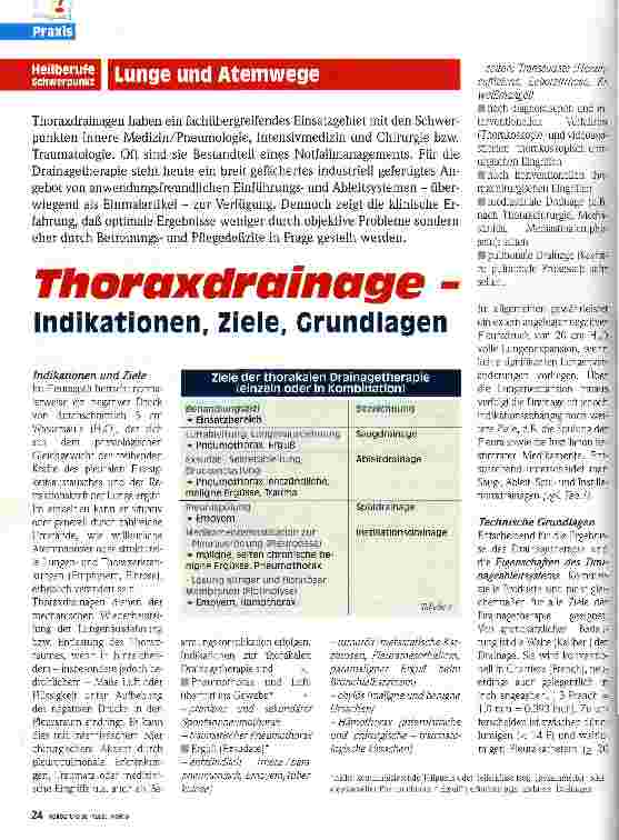 Vorschauseite 1: Thoraxdrainage - Indikation, Ziele, Grundlagen