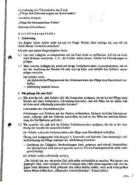 Vorschauseite 1: Gestaltung des Unterrichts im Fach Pflege bei Erkrankungen im Kindesalter // Pflege bei rheumatischen Fieber