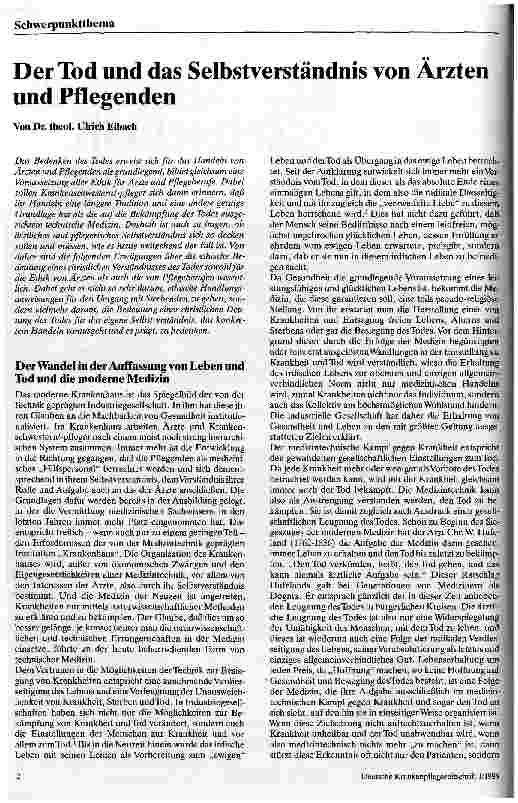 Vorschauseite 1: Der Tod und das Selbstverständnis von Ärzten und Pflegenden