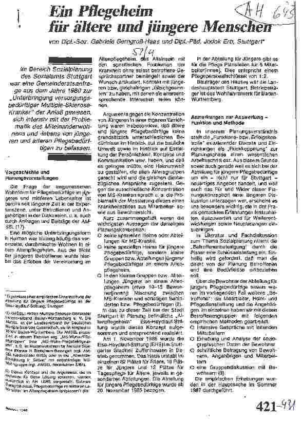 Vorschauseite 1: Ein Pflegeheim für ältere und jüngere Menschen