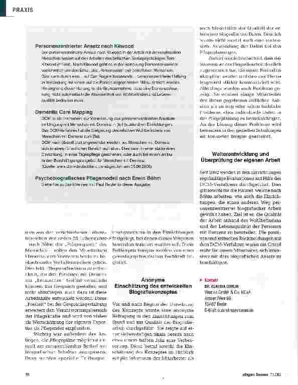 Vorschauseite 3: Biograf ieorientierte Pflege bei Vitanas