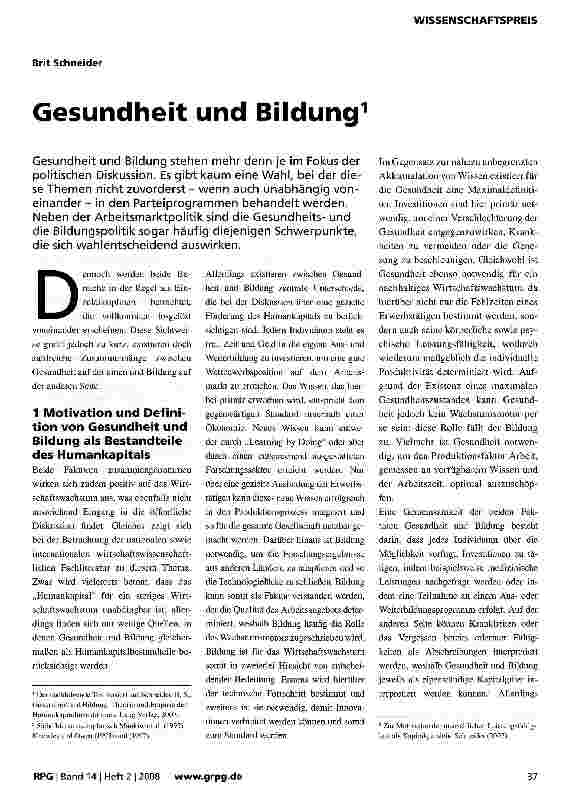 Vorschauseite 1: Gesundheit und Bildung