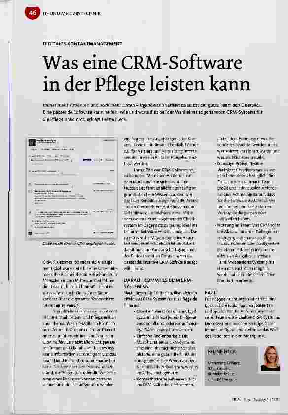 Vorschauseite 1: Was eine CRM-Software in der Pflege leisten kann
