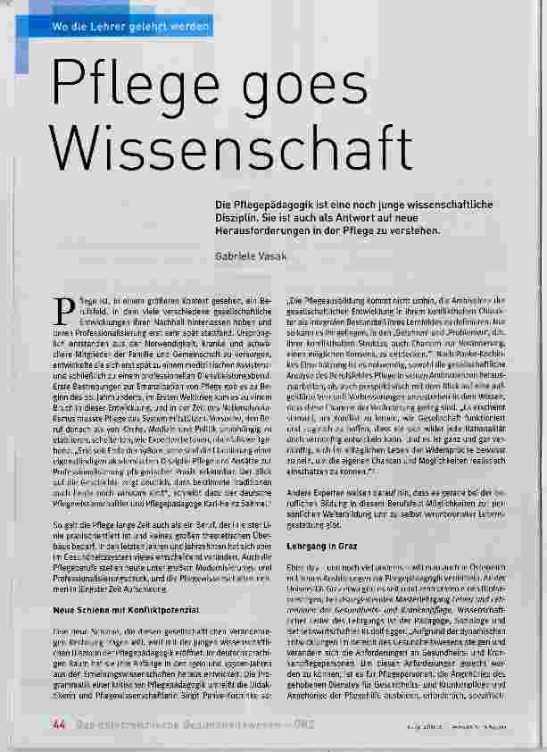 Vorschauseite 1: Pflege goes Wissenschaft