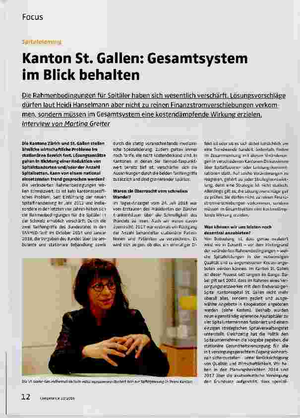Vorschauseite 1: Kanton St. Gallen: Gesamtsystem im Blick behalten