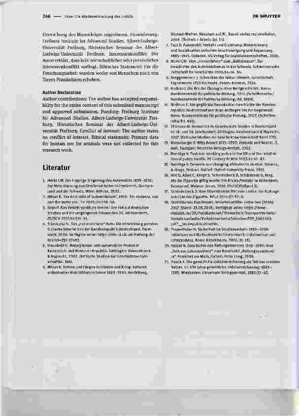 Vorschauseite 4: Die Wiederentdeckung des Unfalls: Der Rückgang derVerkehrstoten-Zahlen im sozialund kulturgeschichtlichen Kontext Historical explanations for the decline of the number of road dea…