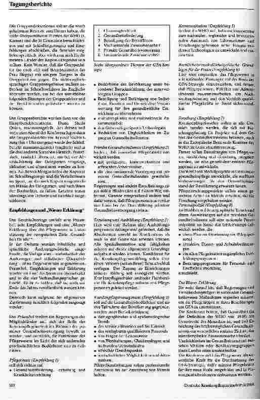 Vorschauseite 4: Europäische Krankenpflegekonferenz der WHO ein Tagungsbericht