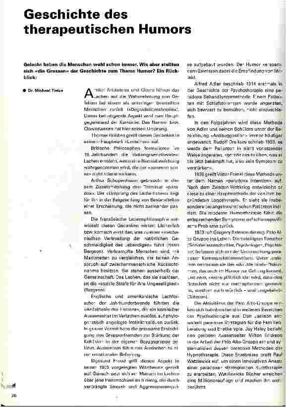 Vorschauseite 1: Geschichte des therapeutischen Humors