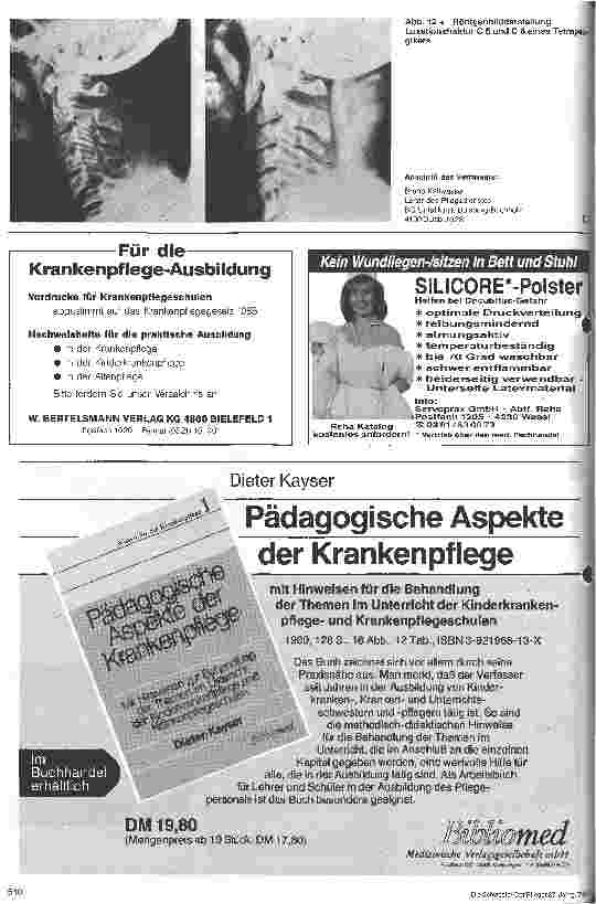 Vorschauseite 3: Der querschnittgelähmte Patient Dekubital-Ulzera-Prophylaxe 2. Teil: Betten