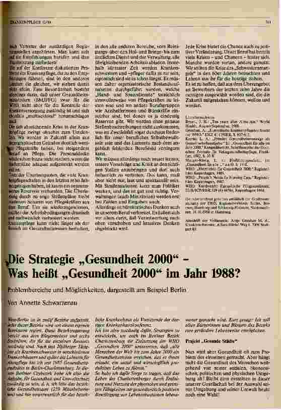 Vorschauseite 4: Die Strategie Gesundheit 2000 Werdegang der Strategie Gesundheit 2000