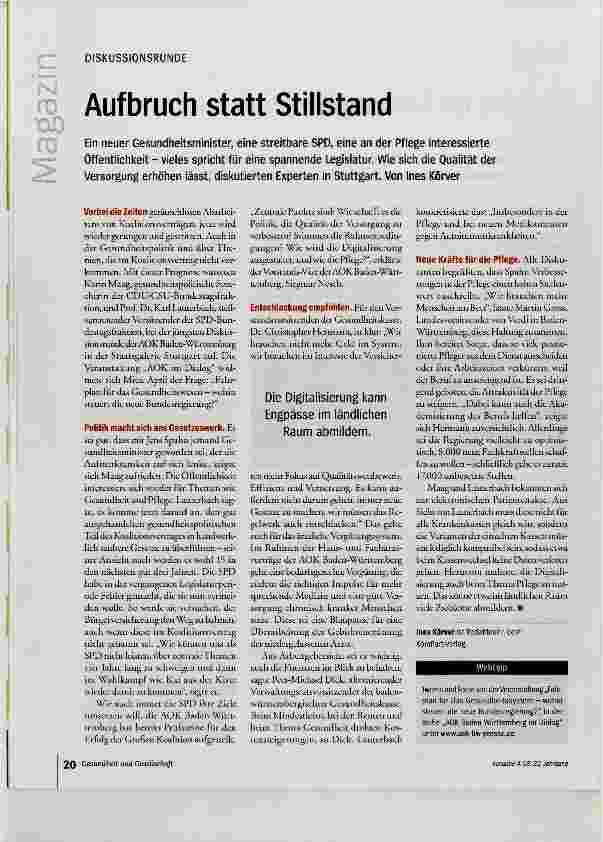 Vorschauseite 1: Aufbruch statt Stillstand