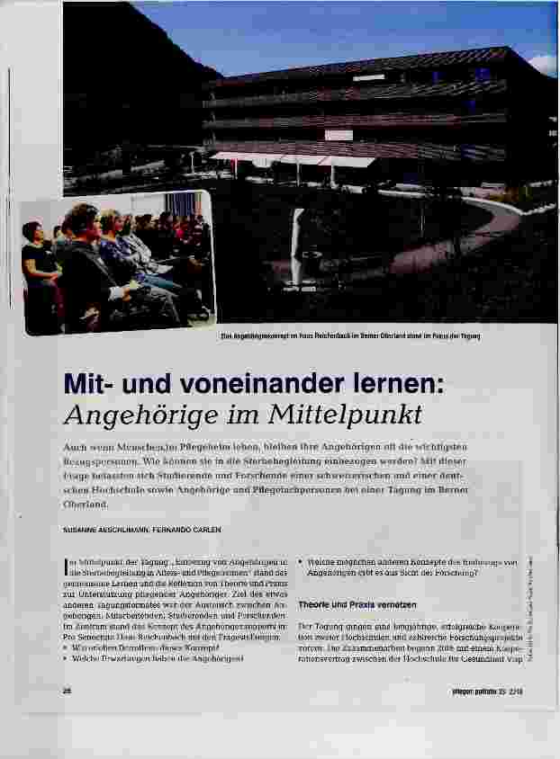 Vorschauseite 1: Mitund voneinander lernen: Angehörige im Mittelpunkt