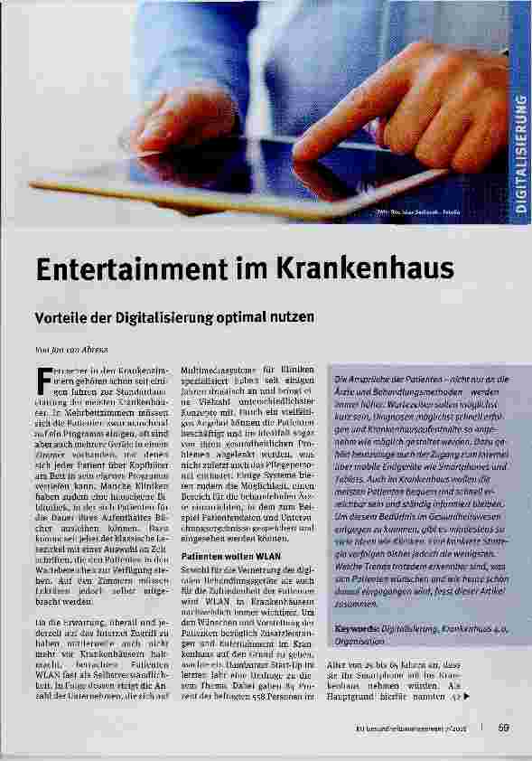 Vorschauseite 1: Entertainment im Krankenhaus