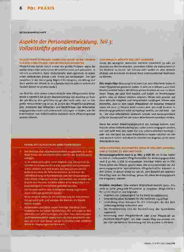 Vorschauseite 1: Aspekte der Personalentwicklung, Teil 3: Vollzeitkräfte gezielt einsetzen