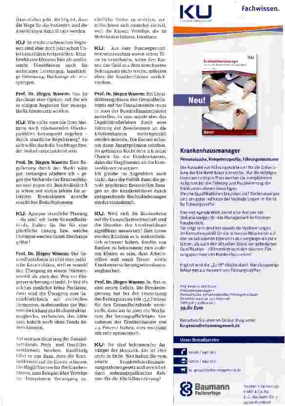 Vorschauseite 2: Schöne Aussichten? Was die Krankenhäuser 2009 erwartet
