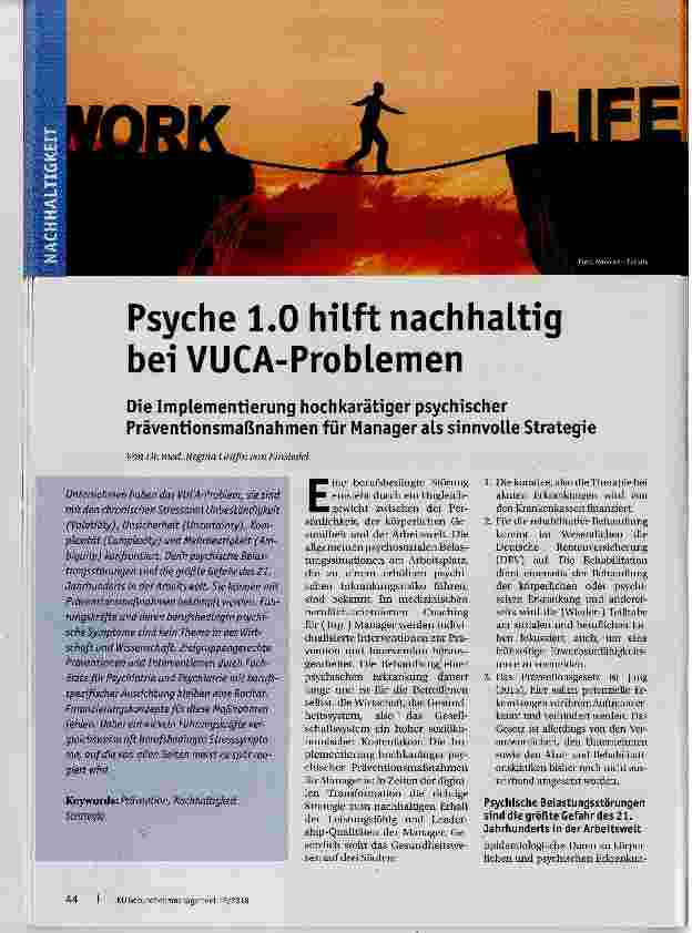 Vorschauseite 1: Psyche 1.0 hilft nachhaltig bei VUCA-Problemen