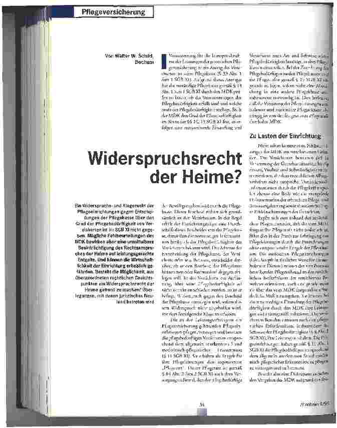 Vorschauseite 1: Widerspruchsrecht der Heime?