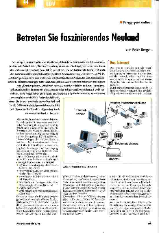 Vorschauseite 1: Betreten Sie faszinierendes Neuland Pflege goes online