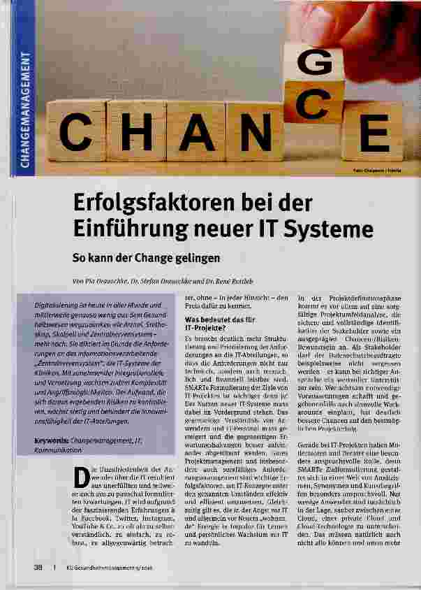 Vorschauseite 1: Erfolgsfaktoren bei der Einführung neuer IT Systeme So kann der Change gelingen