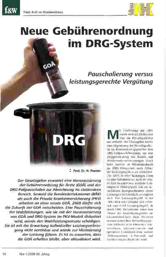 Vorschauseite 1: Neue Gebührenordnung im DRG-system
