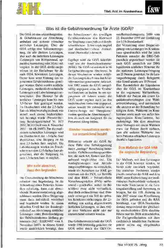 Vorschauseite 6: Neue Gebührenordnung im DRG-system
