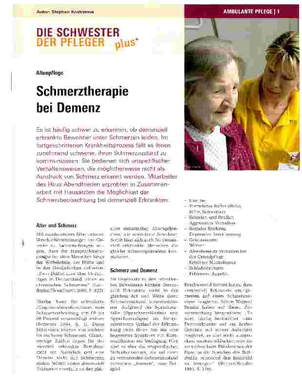 Vorschauseite 1: Schmerztherapie bei Demenz