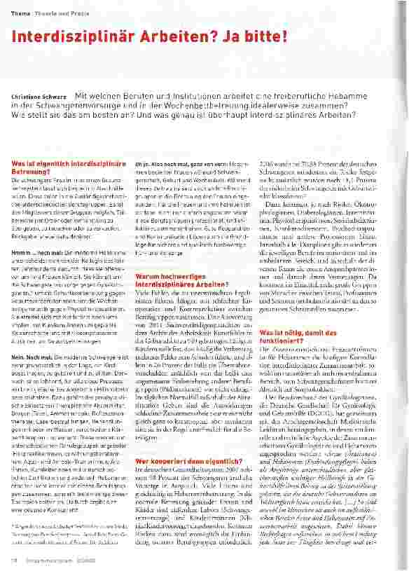 Vorschauseite 1: Interdisziplinär Arbeiten? Ja bitte!
