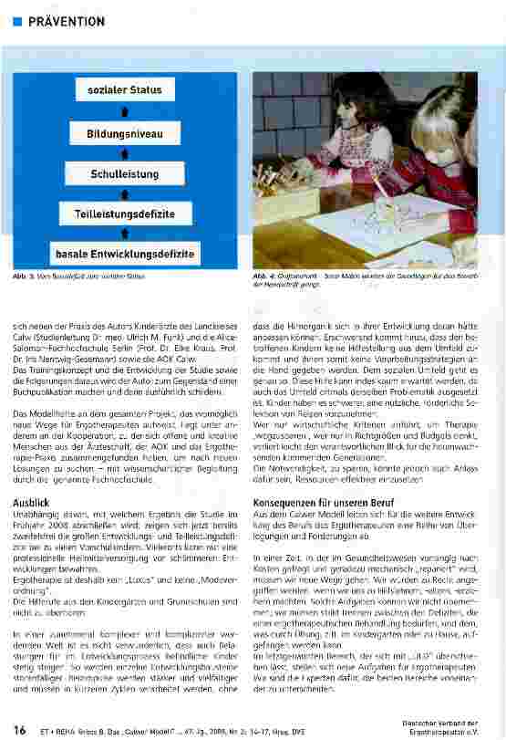 Vorschauseite 3: Das „Calwer Modell und seine möglichen Konsequenzen für den Beruf des Ergotherapeuten